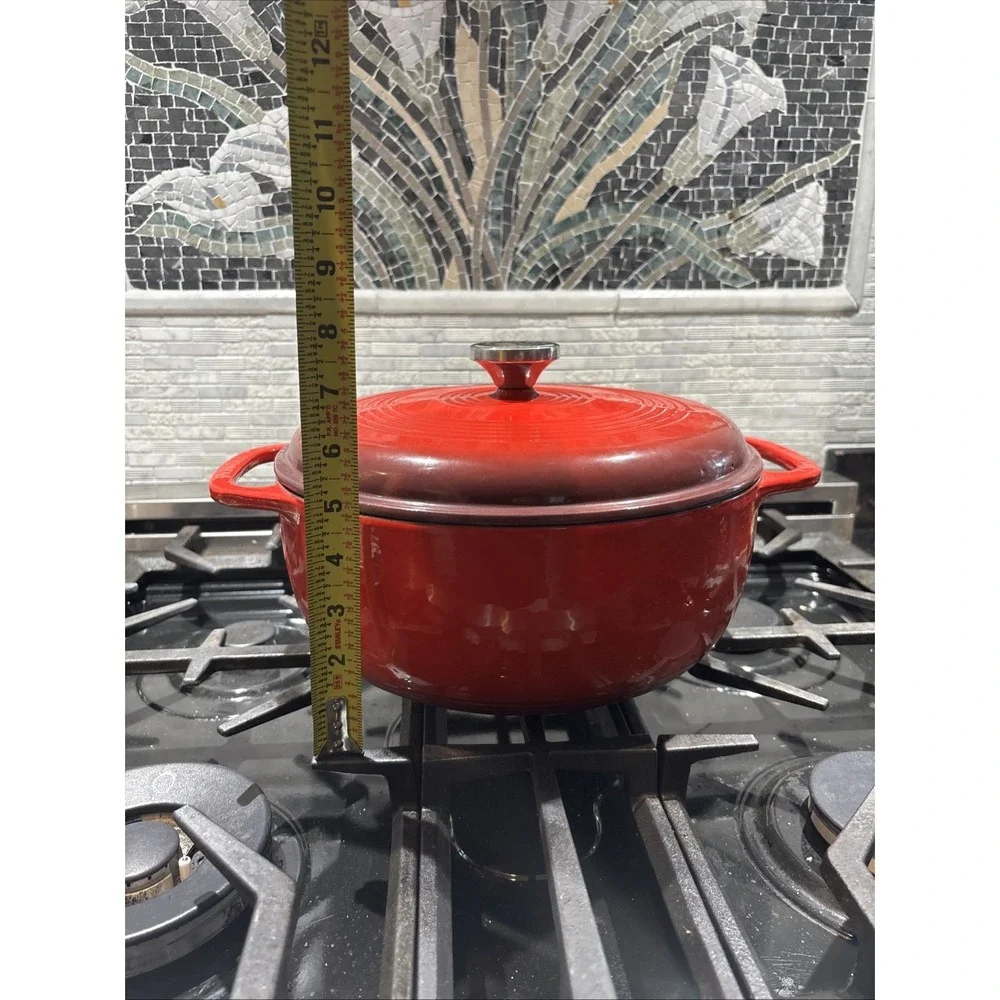 Vintage Lodge Red Color 6-qt. Enameled Cast Iron Dutch Oven
